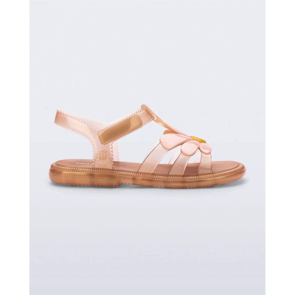 NEW MINI MELISSA girl's hip bloom pearly sandals in brown
